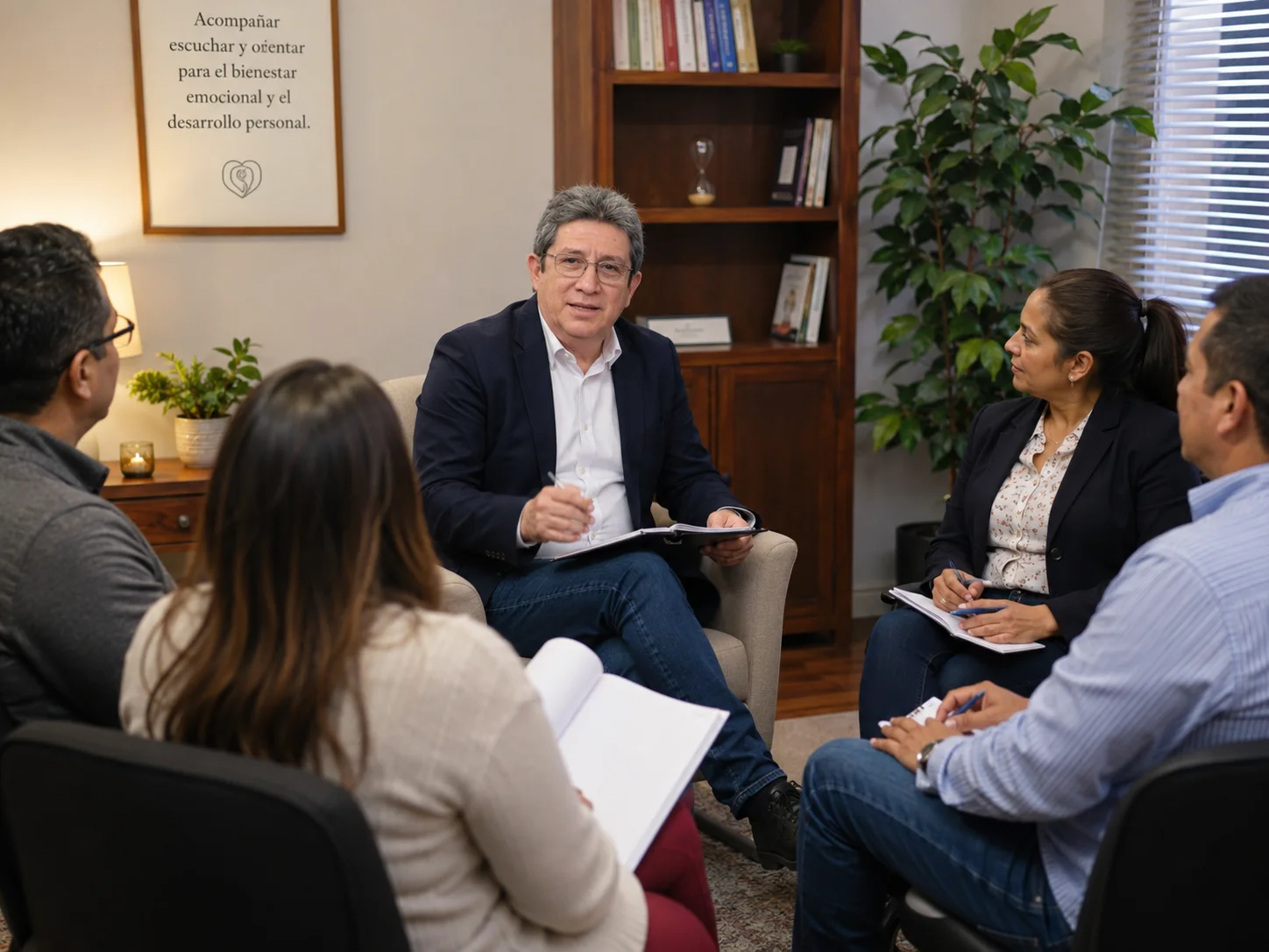 Miguel en una sesión de orientación y asesoría con docentes
