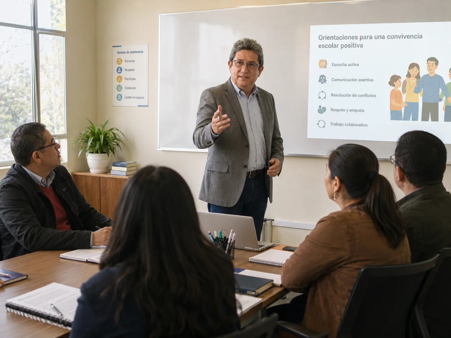 Miguel Ahumada Castillo en una actividad de orientación y capacitación con docentes